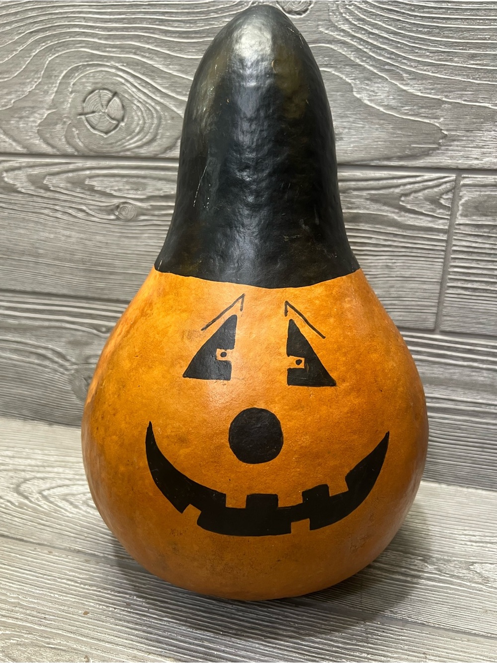 Hand Painted Pumpkin Gourd Folk Art Halloween Decor